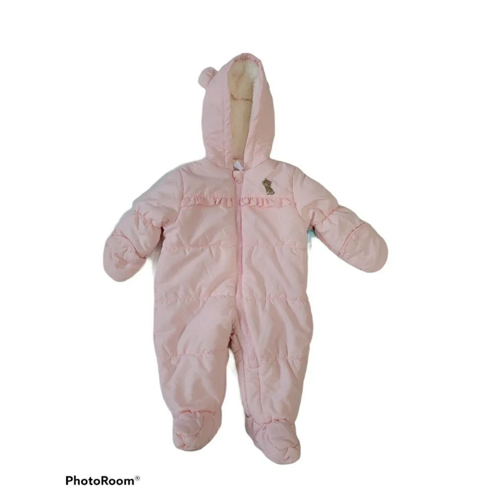 NWT Carter's Pink Baby Girl Winter Suit With Hand